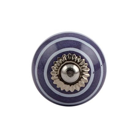 Purple Striped Small Ceramic Drawer Knob